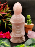 Rose Quartz Guanyin - handmade carving of Kwan Yin in standing posture - crystal/reiki/healing - 7 inches and 0.94 kg (2.07 lb)