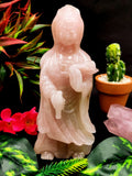 Rose Quartz Guanyin - handmade carving of Kwan Yin in standing posture - crystal/reiki/healing - 7 inches and 0.94 kg (2.07 lb)