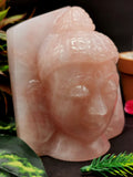 Rose Quartz Buddha Face/Head - handmade carving of serene face of Lord Buddha - crystal/reiki/healing - 4.8 inches and 1.16 kg (2.55 lb)