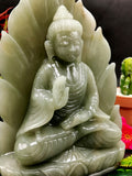 Light Green Aventurine Buddha - handmade carving of serene and meditating Lord Buddha - crystal/reiki/healing - 9 in and 2.12 kg (4.66 lb)