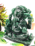 Dark Green Aventurine Handmade Carving of Ganesh - Lord Ganesha Idol in Crystals/Gemstone - Reiki/Chakra/Healing -7 in and 2.68 kg (5.90 lb)