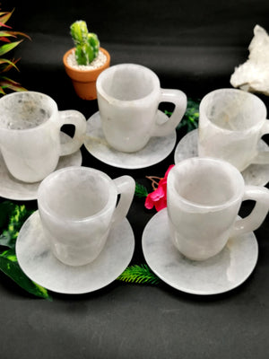 Beautiful White Quartz Tea Cup & Saucer - ONLY 1 Cup and 1 Saucer