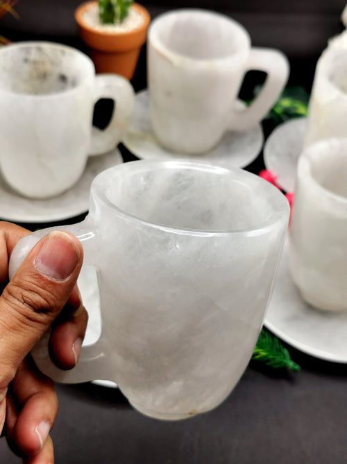 Beautiful White Quartz Tea Cup & Saucer - ONLY 1 Cup and 1 Saucer