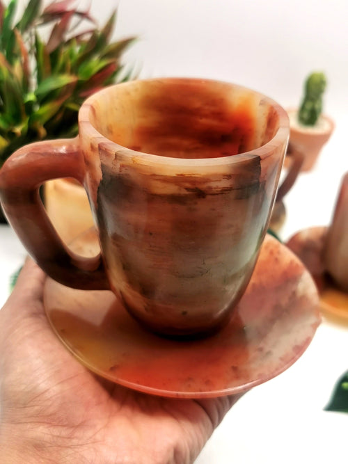 Beautiful Red Agate Tea Cup & Saucer - ONLY 1 Cup and 1 Saucer