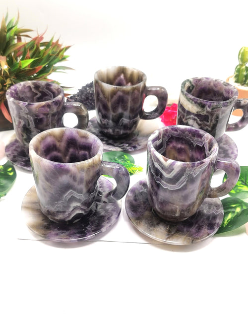 Chevron Amethyst Cup & Saucer - ONLY 1 Cup and 1 Saucer