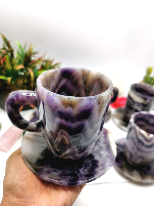 Chevron Amethyst Cup & Saucer - ONLY 1 Cup and 1 Saucer
