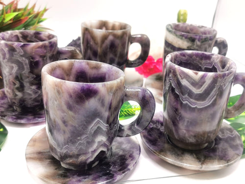 Chevron Amethyst Cup & Saucer - ONLY 1 Cup and 1 Saucer