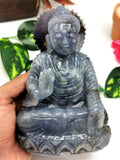 Iolite Buddha - handmade carving of serene and meditating Lord Buddha - crystal/reiki/healing - 6 inches and 1.16 kg (2.55 lb)