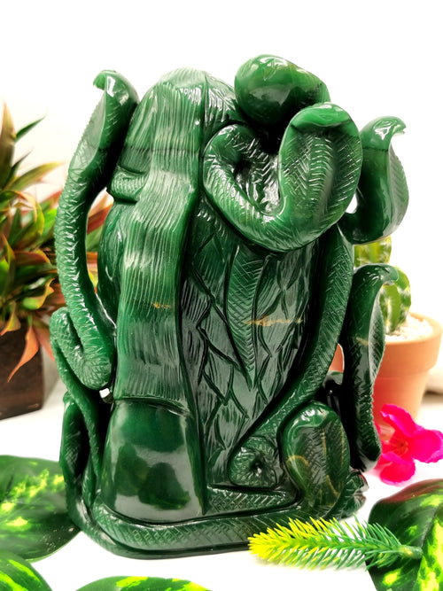 Shiva Head in Dark Green Aventurine Carving - Lord Shivshankar in crystals and gemstones |Reiki/Chakra/Healing -7.5 in and 2.86 kg (6.29 lb)