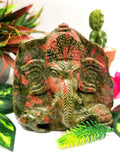 Unakite Handmade Carving of Ganesh - Lord Ganesha Idol/Murti in Crystals and Gemstones - Reiki/Chakra/Healing - 3 inch and 1.07 kg (2.35 lb)