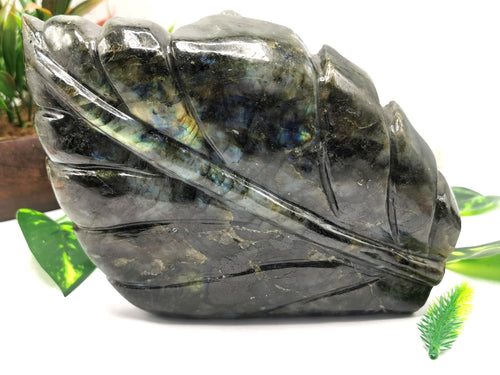 Labradorite Buddha Head on leaf - handmade carving of serene and meditating Lord Buddha - crystal/reiki/chakra -8 inch and 2.48 kg (5.46 lb)
