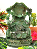 Green Aventurine Carving of Ganesh - Lord Ganesha Idol in Crystals/Gemstone - Reiki/Chakra/Healing/Energy - 6.5 in and 1.43 kg (3.15 lb)