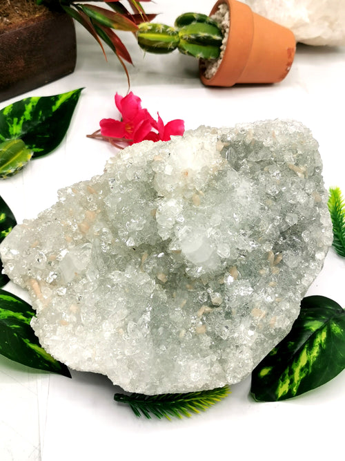 Large mineral specimen of crystal quartz with stilbite - reiki/energy/chakra/healing - 7.5 inches and 2.29 kg (5.04 lb)