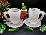 Beautiful Clear Quartz Tea Cup & Saucer - ONLY 1 Cup and 1 Saucer