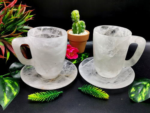 Beautiful Clear Quartz Tea Cup & Saucer - ONLY 1 Cup and 1 Saucer