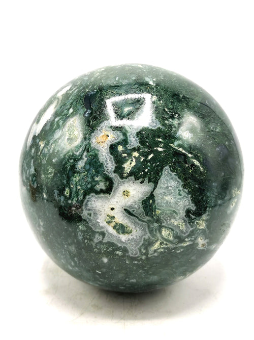 Large natural Moss Agate stone sphere/ball - Energy/Reiki/Crystal Healing - 7 inches (17.5 cms) diameter and 8.3 kg (18.25 lb)