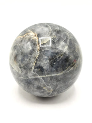 Large natural iolite sphere/ball - handmade carvings - energy/chakra/reiki - 2.9 inch (7.25 cms) dia and 680 gms (1.50 lb)