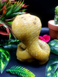 Cobra snake carving in Yellow Calcite stone - crystal healing / chakra / reiki / energy - 4.2 inches and 560 gms (1.23 lb)