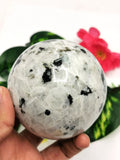 Large natural moonstone sphere/ball - handmade carvings - energy/chakra/reiki - 3 inch (7.5 cms) dia and 0.80 kg (1.76 lb)