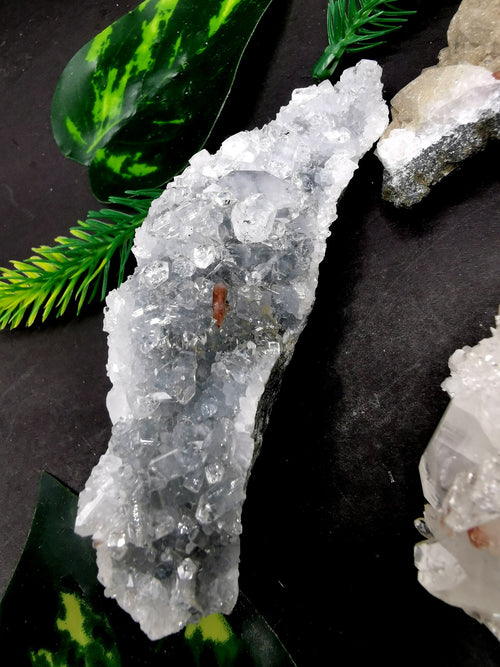 Red stilbite on apophyllite and coated calcite natural mineral free forms (lot of 3 pcs) - reiki/energy/chakra/healing -2 to 4 inch and 0.43 kg