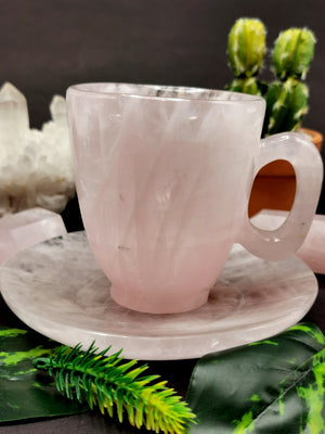 Beautiful Rose Quartz Tea Cup & Saucer - ONLY 1 Cup and 1 Saucer