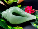 Amazing Green Aventurine Carving of auspicious conch shell in Crystals/Gemstone - Reiki/Chakra/Healing/Energy - 5.5 in and 440 gms (0.97 lb) - Home Décor