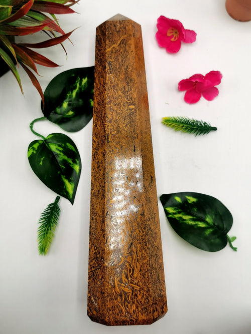 Large 8-face Mariam Jasper point/wand/tower -handmade carvings - energy/chakra/reiki - 12 in (30 cms) height and 2.56 kg (5.63 lb)