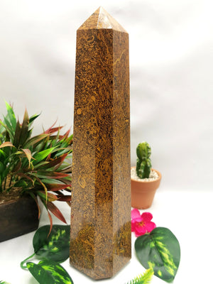 Large 8-face Mariam Jasper point/wand/tower -handmade carvings - energy/chakra/reiki - 12 in (30 cms) height and 2.56 kg (5.63 lb)