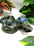 Slithering snake carving in Labradorite stone - crystal healing / chakra / reiki / energy - 5.5 inches and 510 gms (1.12 lb)