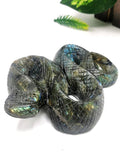 Slithering snake carving in Labradorite stone - crystal healing / chakra / reiki / energy - 5 inches and 520 gms (1.14 lb)