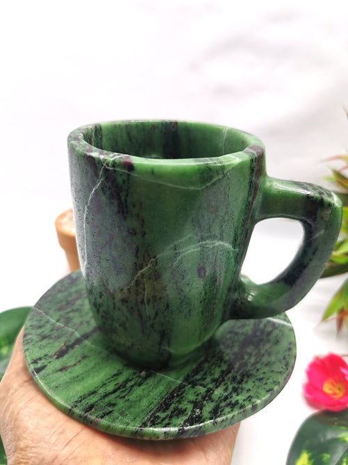 Beautiful Zoisite Tea Cup & Saucer - ONLY 1 Cup and 1 Saucer