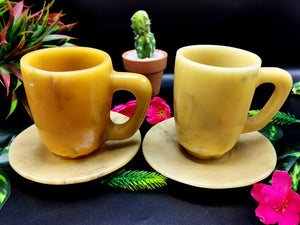 Beautiful Dark Ivory Agate Tea Cup & Saucer - ONLY 1 Cup and 1 Saucer