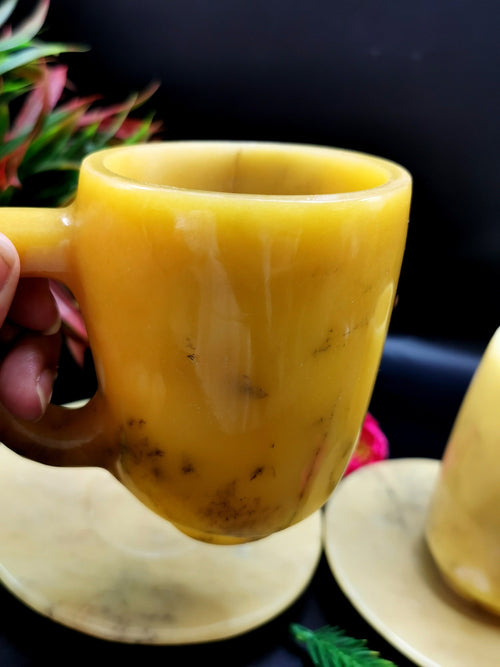 Beautiful Dark Ivory Agate Tea Cup & Saucer - ONLY 1 Cup and 1 Saucer