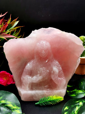 Mother Mary beautiful carving in natural rose quartz stone | hand carved in gemstones | crystal/reiki - 5 inches and 2.56 kgs (5.63 lb)