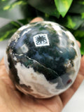 Amazing natural Moss Agate stone sphere/ball - Energy/Reiki/Crystal Healing - 3 inches (7.5 cms) diameter and 520 gms (1.14 lb)