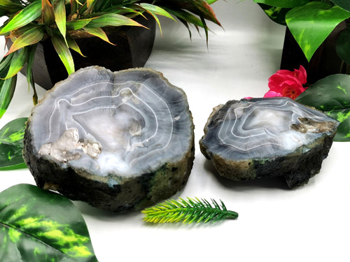 Large two-piece Moss Agate geode / cluster / crystal - reiki/energy/chakra healing - 4 inches (10 cms) and 1.56 kgs (3.43 lb)