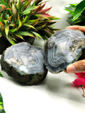 Large two-piece Moss Agate geode / cluster / crystal - reiki/energy/chakra healing - 4 inches (10 cms) and 1.56 kgs (3.43 lb)