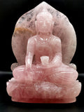 Rose Quartz Buddha - handmade carving of serene and meditating Lord Buddha - crystal/ home decor - 9 inches and 3.3 kg (7.26 lb)
