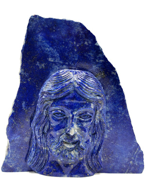 Lord Jesus majestic carving in natural lapis lazuli stone | hand carved in gemstones | crystal/reiki - 5.5 inches and 625 gms (1.38 lb)