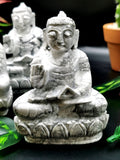 Howlite Buddha - handmade carving of serene and meditating Lord Buddha - crystal/reiki/healing - 4inches and 300 gms (0.66 lb)