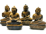 Tiger Eye Stone Buddha - handmade carving of serene and meditating Lord Buddha - 4 inches and 250 gms (0.55 lb)
