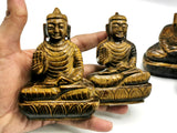 Tiger Eye Stone Buddha - handmade carving of serene and meditating Lord Buddha - 4 inches and 250 gms (0.55 lb)