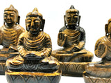 Tiger Eye Stone Buddha - handmade carving of serene and meditating Lord Buddha - 4 inches and 250 gms (0.55 lb)