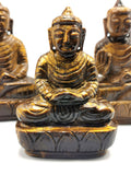 Tiger Eye Stone Buddha - handmade carving of serene and meditating Lord Buddha - 4 inches and 250 gms (0.55 lb)