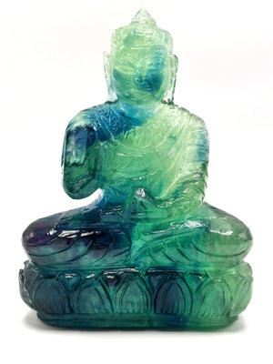 Green Fluorite Buddha - handmade carving of serene and meditating Lord Buddha - crystal/reiki/healing - 4 inches and 320 gms