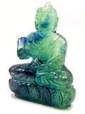Green Fluorite Buddha - handmade carving of serene and meditating Lord Buddha - crystal/reiki/healing - 4 inches and 320 gms