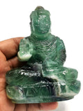 Green Fluorite Buddha - handmade carving of serene and meditating Lord Buddha - crystal/reiki/healing - 4 inches and 415 gms