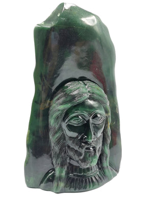 Lord Jesus majestic carving in natural dark green aventurine | hand carved in gemstones | crystal/reiki - 8 inches and 1.46 kg (3.21 lb)