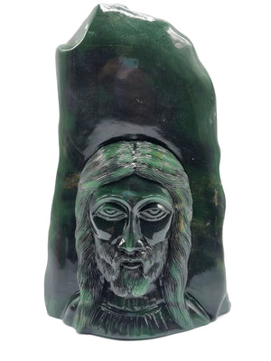 Lord Jesus majestic carving in natural dark green aventurine | hand carved in gemstones | crystal/reiki - 8 inches and 1.46 kg (3.21 lb)