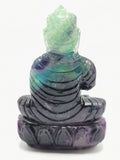 Buddha in Multi Fluorite stone - handmade carving of serene and meditating Lord Buddha 4 inches and 380 gms (0.84 lb)